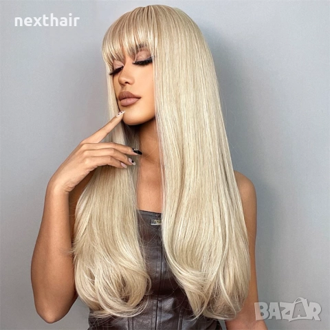 Перлено руса перука с бретон, снимка 3 - Аксесоари за коса - 52407131