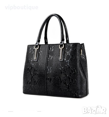 Черна Кожена Дамска Чанта Сет Комплект, снимка 3 - Раници - 43064212