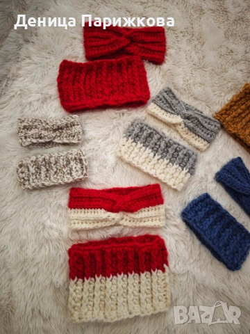 Ръчно плетен комплект лента за глава и снуд шал  модел Ариа в 5 размера, снимка 10 - Шалове - 52622415