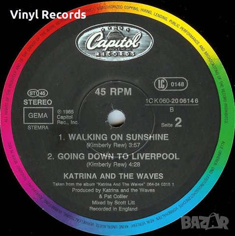 Katrina And The Waves – Walking On Sunshine (Extended Mix)Vinyl, 12", 45 RPM, снимка 4 - Грамофонни плочи - 43813955