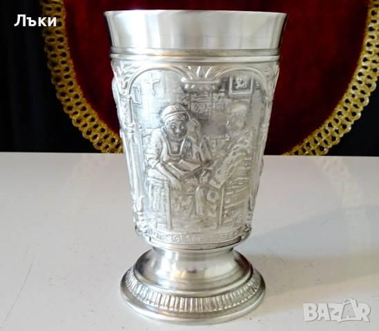 Калаен бокал,чаша за вино с картини на Hans Thoma. , снимка 5 - Антикварни и старинни предмети - 52203672