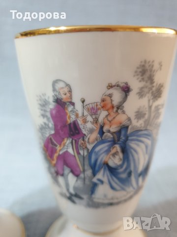 Старинни френски порцеланови чаши Decors de Paris - чаши 2 броя, снимка 4 - Чаши - 43683977