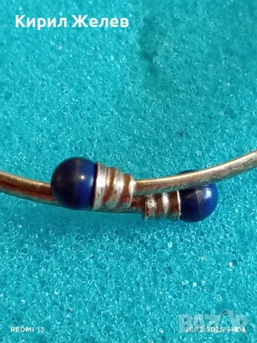 ВИНТИДЖ СРЕБЪРНА ГРИВНА с ЛАЗУЛИТ РЕТРО АРТ БИЖУ 52477, снимка 7 - Гривни - 52855593
