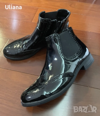 Дамски елегантни лачени боти, снимка 2 - Дамски боти - 51785658