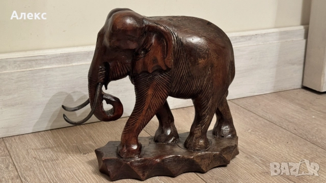 Масивен стар дървен слон– 1.520кг, снимка 2 - Антикварни и старинни предмети - 52381989