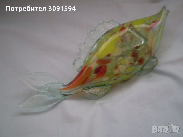 Стара фигура на риба многоцветно стъкло, снимка 3 - Антикварни и старинни предмети - 36913273