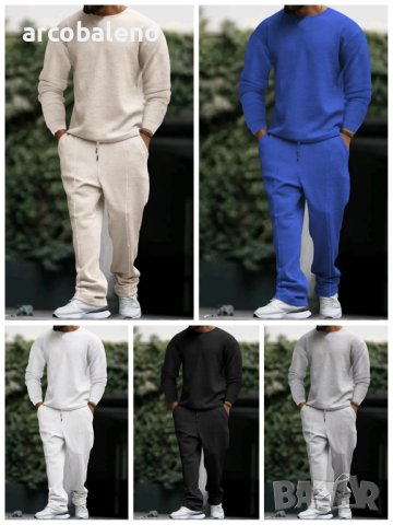 Мъжки ежедневен комплект от две части с кръгло деколте, 5цвята 