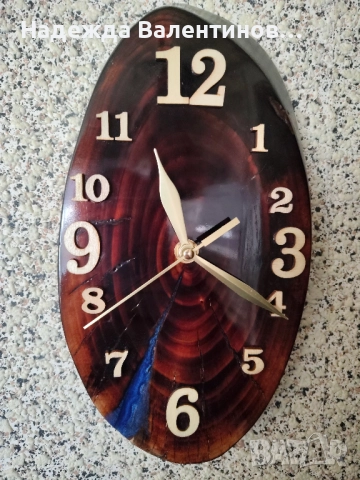 Красив стенен часовник УНИКАТ Ръчна изработка от масивно дърво , снимка 7 - Стенни часовници - 52547148