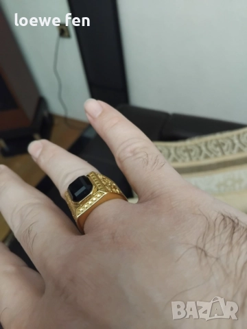 Мъжки пръстен неръждаема стомана масивен позлатен, снимка 8 - Пръстени - 52356823