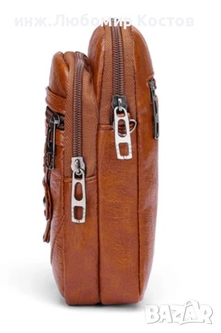 №2 Ретро дамска кожена чанта за през рамо, за мобилен телефон, пари и документи, снимка 2 - Портфейли, портмонета - 43906628