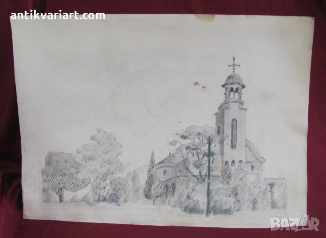 Стара Оригинална Картина Графика и Молив, снимка 1