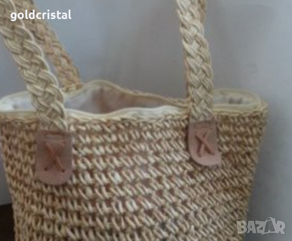 Ретро  дамска плетена камъшена  чанта, снимка 2 - Антикварни и старинни предмети - 16394966