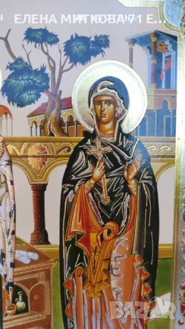 Икони на Св.Петка и на Св.Киприян и Юстина върху дървена основа, снимка 4 - Икони - 44767353