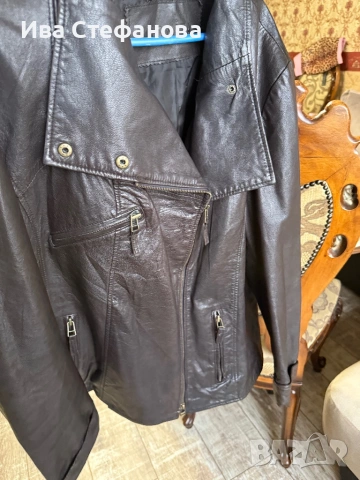 Кожено яке 100% естествена тъмно кафява кожа дамско кожено яке, снимка 4 - Якета - 49905497
