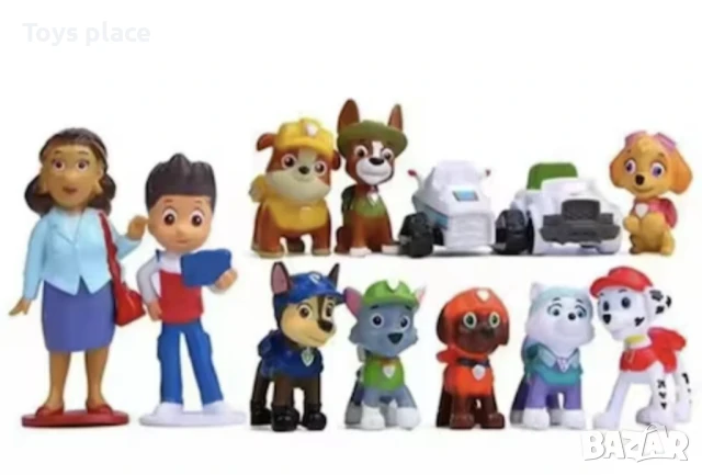 12 фигурки за украса на торта Пес Патрул, PAW Patrol, снимка 4 - Фигурки - 50748149