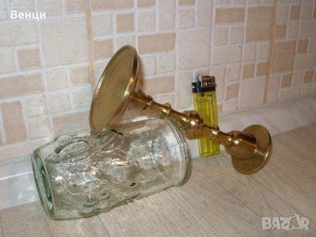 Свещник Ваза-Бронз Стъкло, снимка 9 - Антикварни и старинни предмети - 53557853