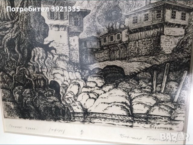 Картина офорт “Старият бряст”, снимка 2 - Картини - 43382010