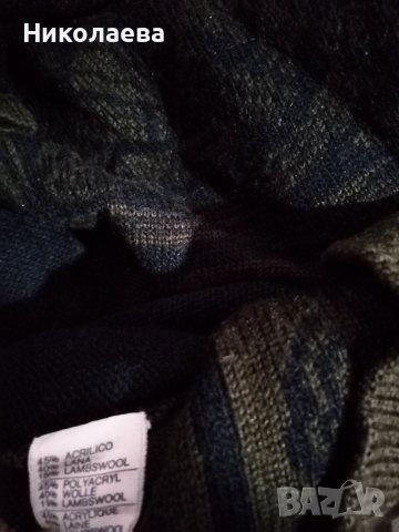  Мъжки, плътен пуловер в черно и каки,L/XL, снимка 4 - Пуловери - 38947116