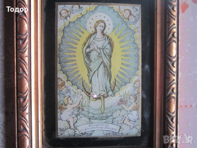 Стара картина икона Дева Мария Невигес 19 век, снимка 2 - Картини - 37669466