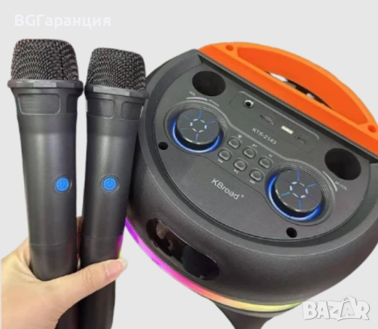 Караоке Тонколона с 3 Говорителя и 2 Безжични Микрофона, снимка 2 - Тонколони - 52280985