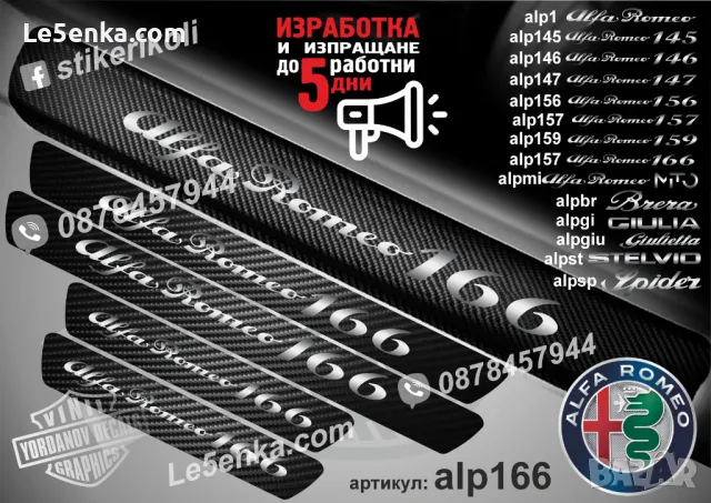 ПРАГОВЕ карбон Alfa Romeo 159 фолио стикери alp159, снимка 8 - Аксесоари и консумативи - 39049298