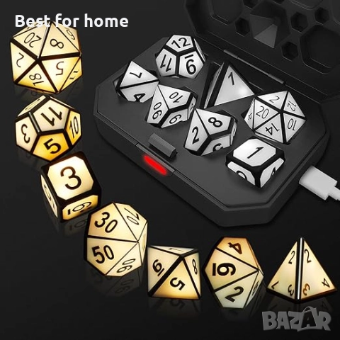 Светещи DND, USB презареждащи се електрически зарове със зарядна кутия