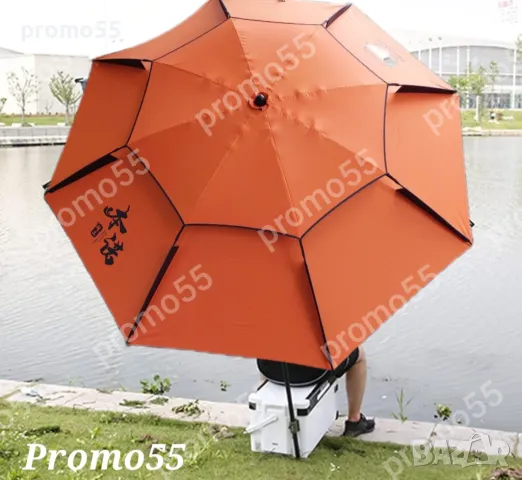 Чадър за Риболов 220см. Плажен Чадър Двоен Покрив, Стабилност при Вятър, снимка 13 - Екипировка - 50386408