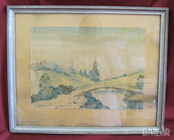 Стар Акварел Подписан, снимка 8 - Картини - 43113075