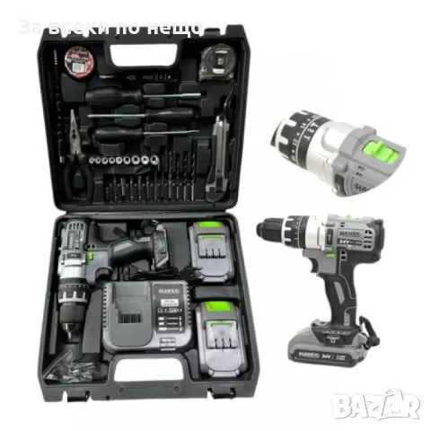 Акумулаторен ударен винтоверт 24V 4.0Ah с инструменти HAWEK, снимка 2 - Винтоверти - 50337823