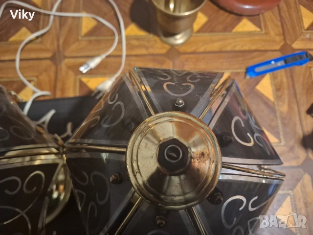 Порцеланови руски съветски нощни лампи вълшебни три позиционни витраж, снимка 11 - Настолни лампи - 51091322