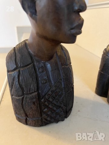 Абаносови глави комплект Африкански стари, снимка 4 - Статуетки - 43239357