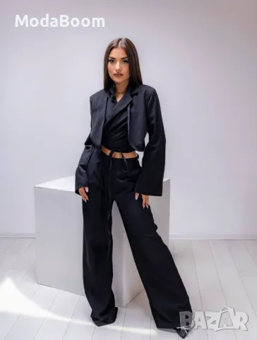 Черен дамски комплект от две части , снимка 4 - Костюми - 48067297