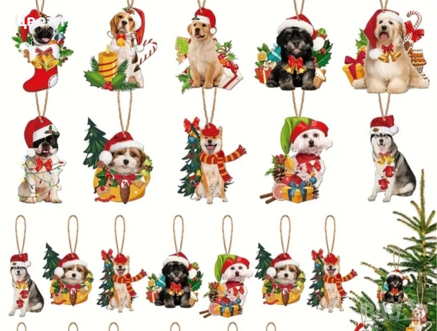 Коледни украшения с кучета или котки, снимка 3 - Декорация за дома - 52574096