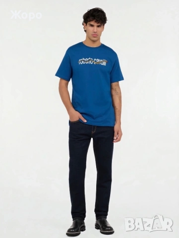 Оригинална Roberto Cavalli Синя Тениска – Snake Logo Design – Нова с Етикети и Торбичка – Luxury , снимка 6 - Тениски - 53507098