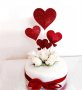 7 червени сърца брокатен картон топери украса за торта Свети Валентин и др., снимка 1 - Други - 27812096