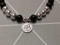 Дамска гривна от 925 сребърни мъниста, оникси и медальон Ангел/ Херувимчета, снимка 8