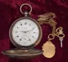 Старинен Османски джобен часовник с кюстек и ключ, снимка 4