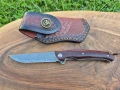Сгъваем джобен нож дамаска стомана с кожен калъф, снимка 7