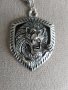 Синджир с медальон - лъвска глава. Винтидж., снимка 1 - Колиета, медальони, синджири - 40237610