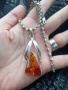 масивно колие с висулка кехлибар сребро 925, снимка 2