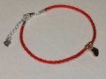 Дамска гривна червен шнур и сребърно сърце със покритие от розово злато, снимка 6