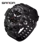 SANDA Луксозен мъжки електронен часовник, спортен, LED, аналогов, дигитален, хронограф, военен, двое, снимка 2