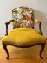 Двойка антикварни кресла ТРОПИКАНА в стил Луи XV, обновени с жизнерадостни папагали, снимка 6
