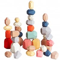 Montessori Wooden Stones 36 бр. Дървени Камъчета Монтесори за баланс / НОВО!, снимка 3 - Образователни игри - 34582915
