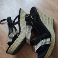 Маркови черни сандали с камъни, снимка 2 - Сандали - 33487414
