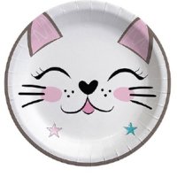 Miss Cat Kitten Коте 8 бр големи парти чинии чинийки картонени, снимка 1 - Чинии - 40384251