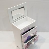 Кутия за бижута с огледало и две чекмеджета "Лавандула" /91875/, снимка 1 - Подаръци за жени - 43311301