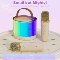 Детска караоке машина 4 в 1 нощна лампа Bluetooth високоговорител с 2 безжични микрофона за деца, снимка 2 - Музикални играчки - 44867222