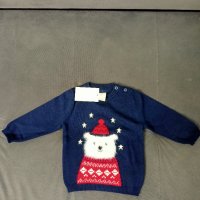 Бебешки Коледен пуловер. Чисто нов с етикета. За деца 3-6 месеца, снимка 1 - Бебешки блузки - 43243615