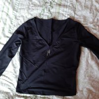 Черна еластична блузка , снимка 1 - Блузи с дълъг ръкав и пуловери - 28303670